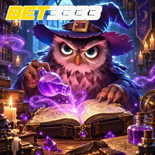 BET3333 — ilustração de uma coruja com livro mágico