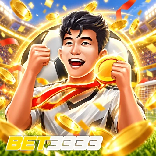 BET3333 — ilustração de um jogador comemorando com uma moeda